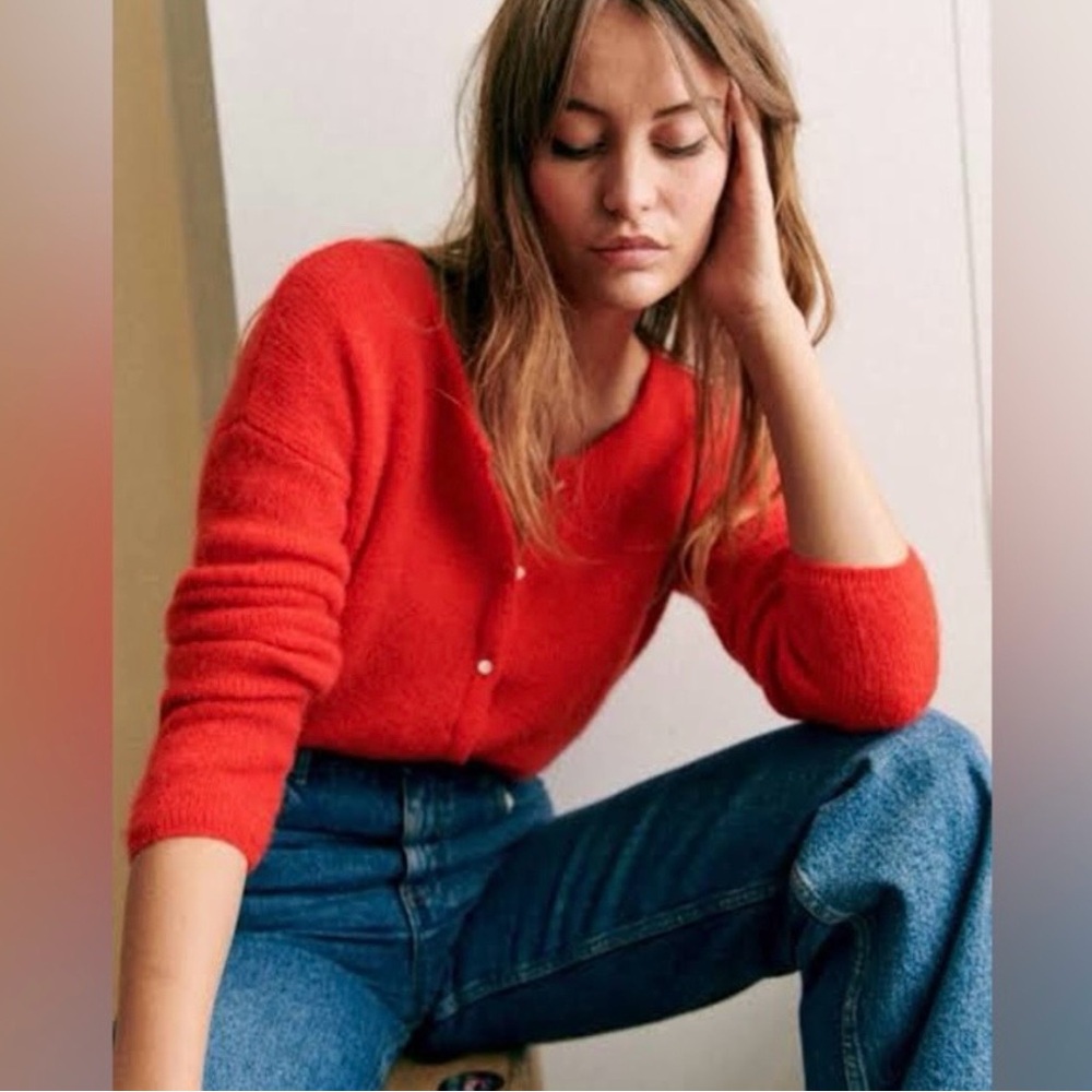 Sezane Gaspard Red Cardigan Small